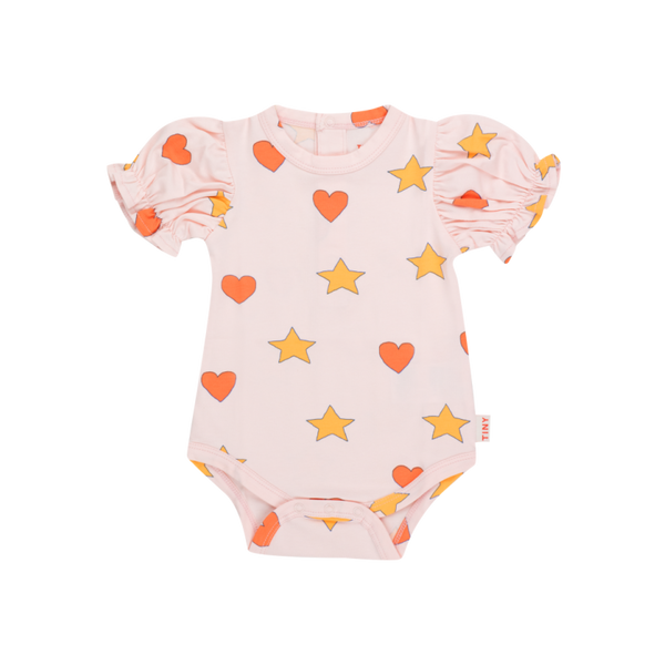 tinycottons hearts stars baby body pastel pink