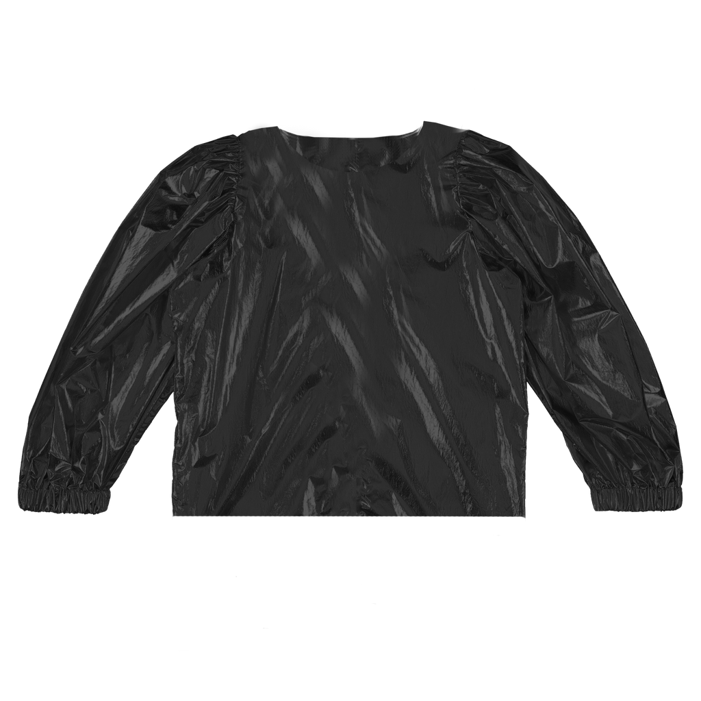 caroline bosmans metallic black top, fashion trends tops shirts for kids girls, new fall winter collections children's clothing at kodomo boston, free shipping