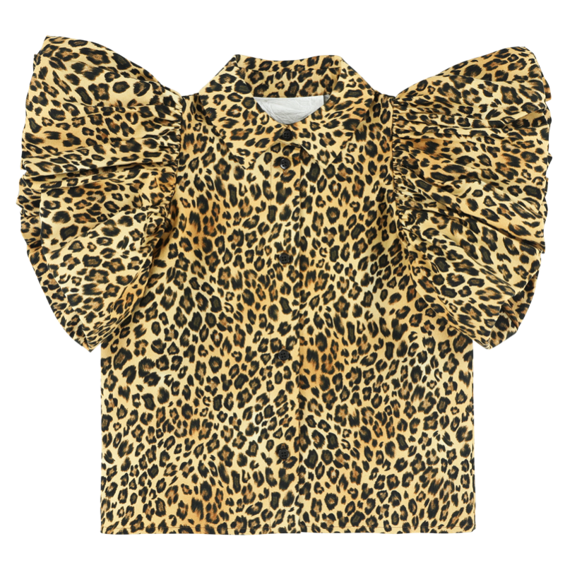 caroline bosmans puff sleeve shirt leopard