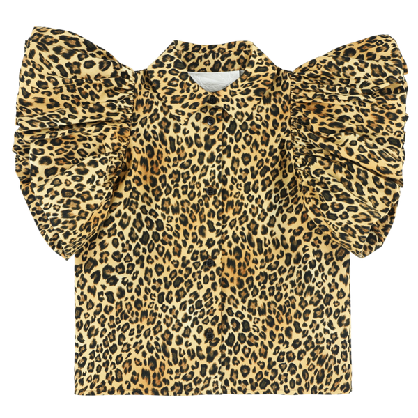 caroline bosmans puff sleeve shirt leopard