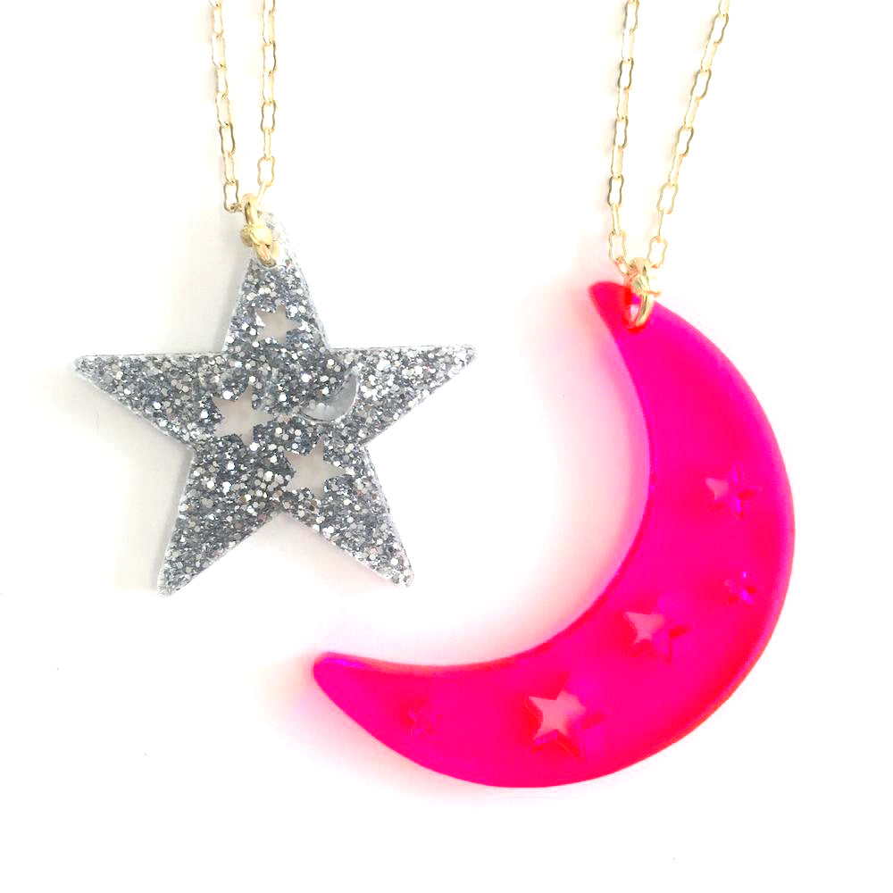 atsuyo et akiko dream necklace (set of 2) pink/silver - kodomo