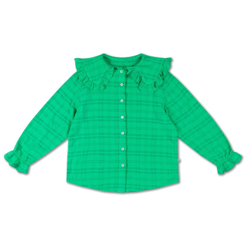 repose ams fancy collar blouse magic green check