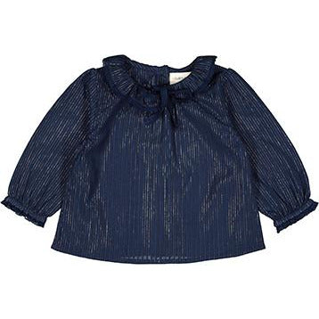 louis louise baby tunic alicia seersucker lurex navy, baby special occasion clothes available at kodomo boston. free shipping.