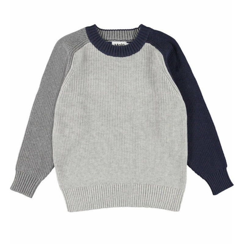 molo bosse knit colorblock sweater grey