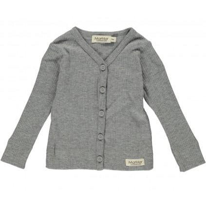 marmar copenhagen long sleeve cardigan grey melange, eco friendly baby and kids basics at kodomo boston