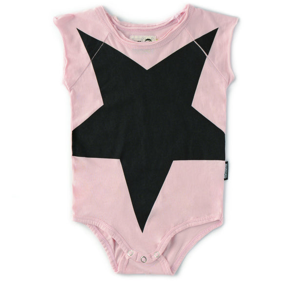 nununu star bodysuit powder pink, nununu new spring summer 2020 collection for babies and big kids at kodomo boston, free shipping