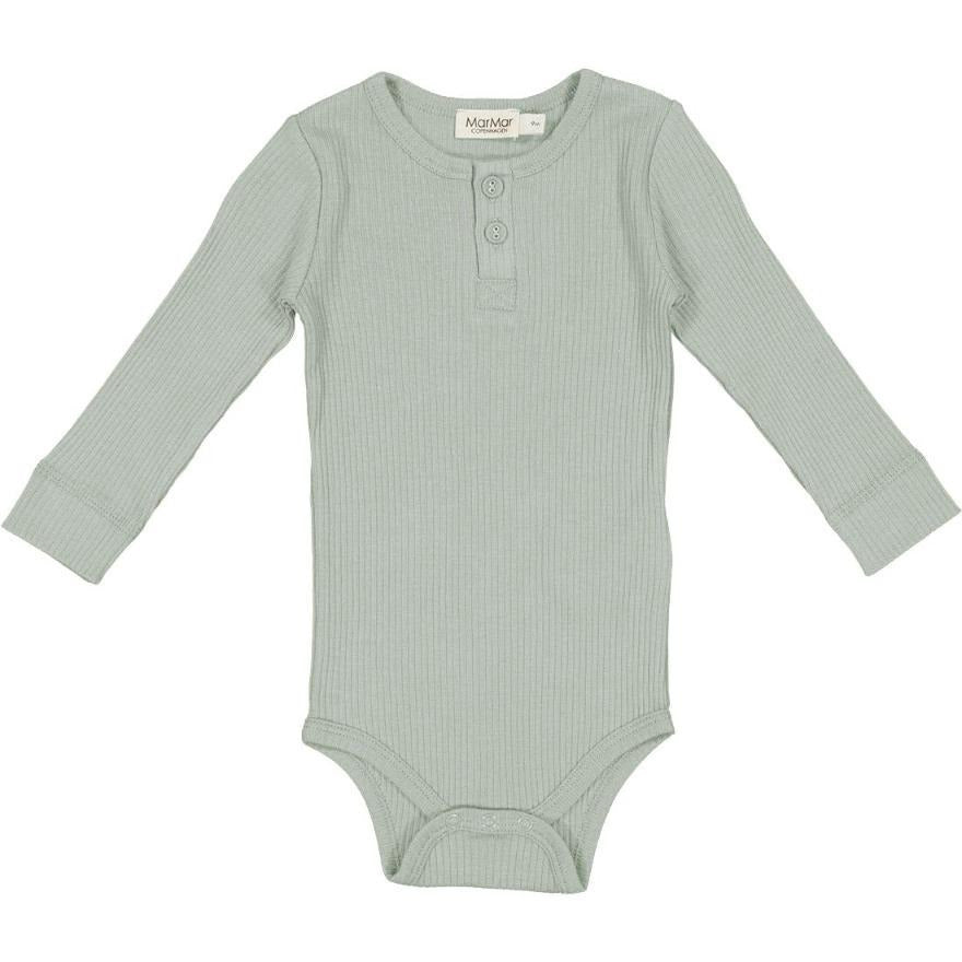 marmar copenhagen long sleeve baby body sage, babies organic onesies