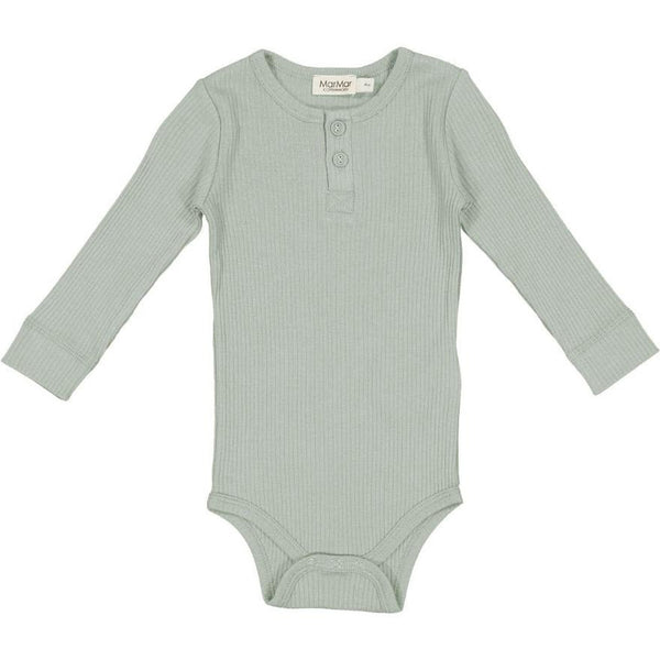 marmar copenhagen long sleeve baby body sage, babies organic onesies