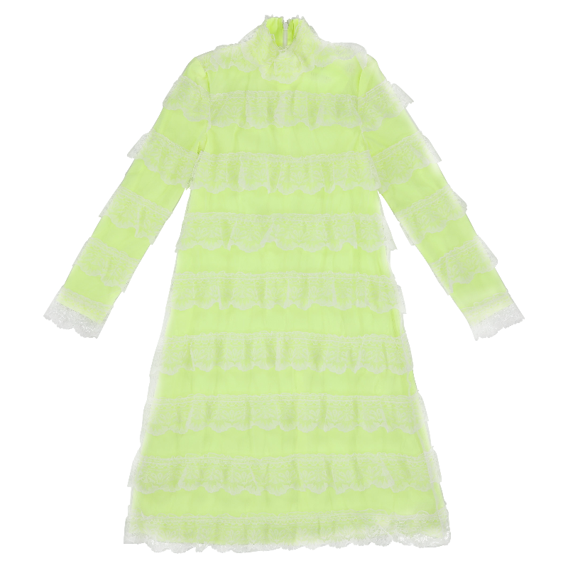 caroline bosmans broderie dress yellow, girl's ruffled dresses