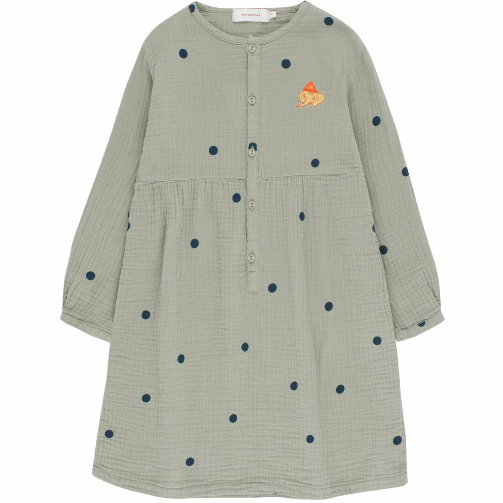 tinycottons dots luckyphant dress grey/bottle green - kodomo boston,fast shipping