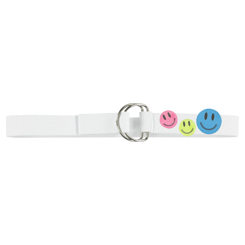 caroline bosmans I LOVE HAHA white smiley belt
