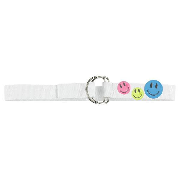 caroline bosmans I LOVE HAHA white smiley belt