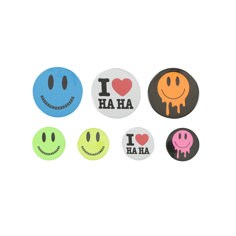 caroline bosmans i love haha button pins blue