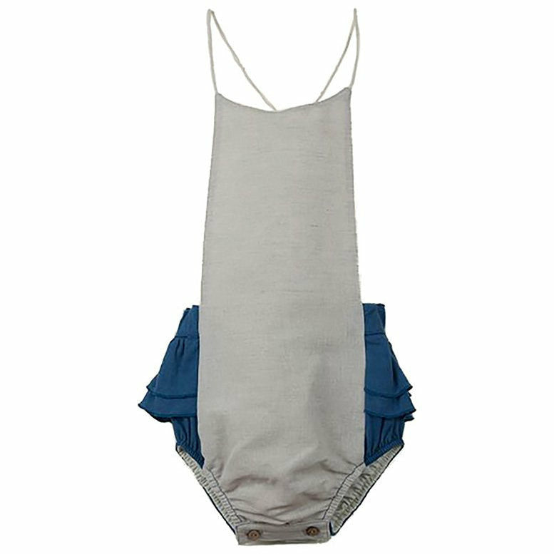 popelin blue romper with frill
