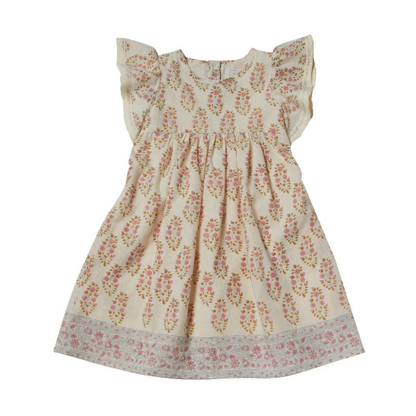 bonheur du jour amelia dress rose ecru, girls cotton dresses