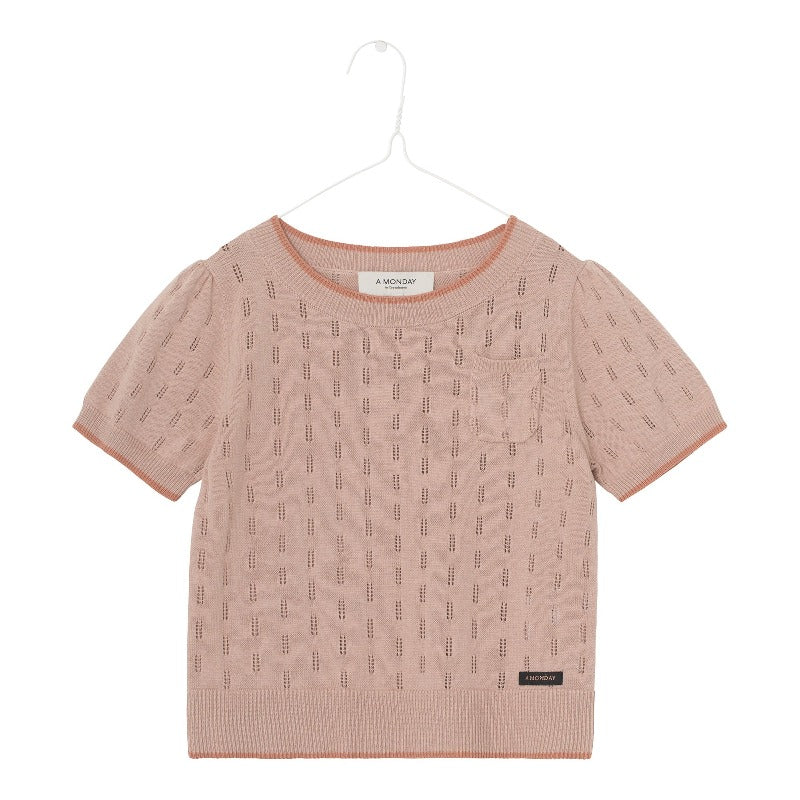 a monday in copenhagen biba blouse cameo rose, girls cotton knit tops
