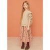 kids on the moon flounce skirt mauve leaves, girls bottoms, ruffles mid-length pink