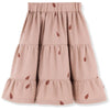 kids on the moon flounce skirt mauve leaves, girls bottoms, ruffles mid-length pink