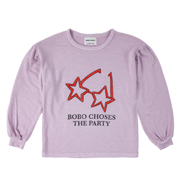 bobo choses star glasses long sleeve girl t-shirt light purple