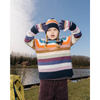 bonton knit pom pom striped beanie