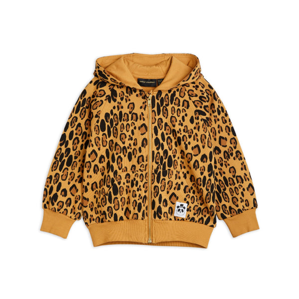 mini rodini basic leopard zip hoodie