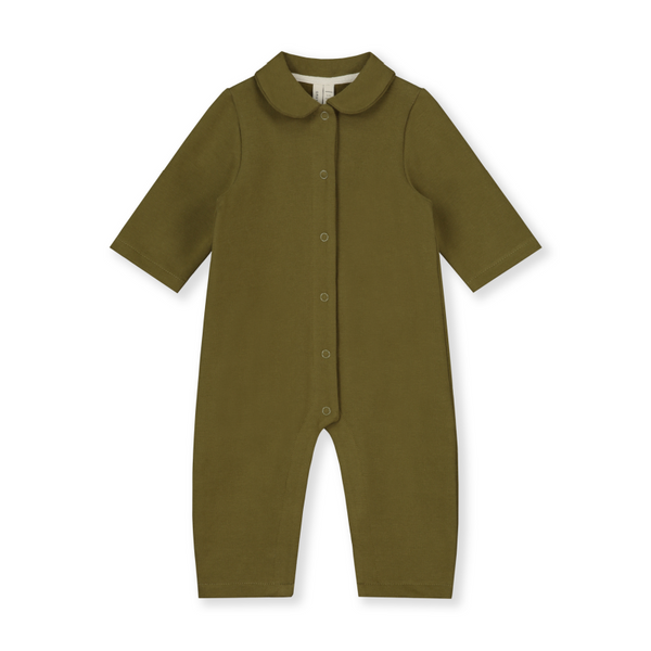 gray label baby collar suit olive green