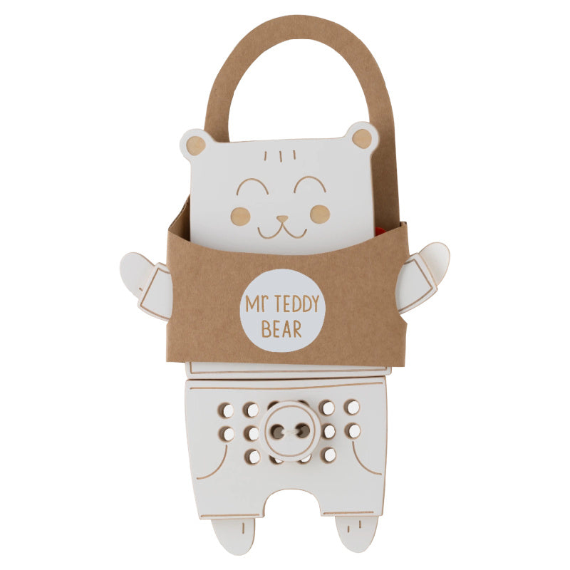 milin mr teddy bear wooden lacing toy