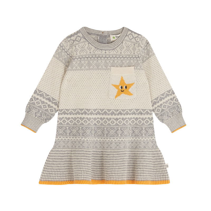 the bonnie mob shona jacquard knit baby dress grey