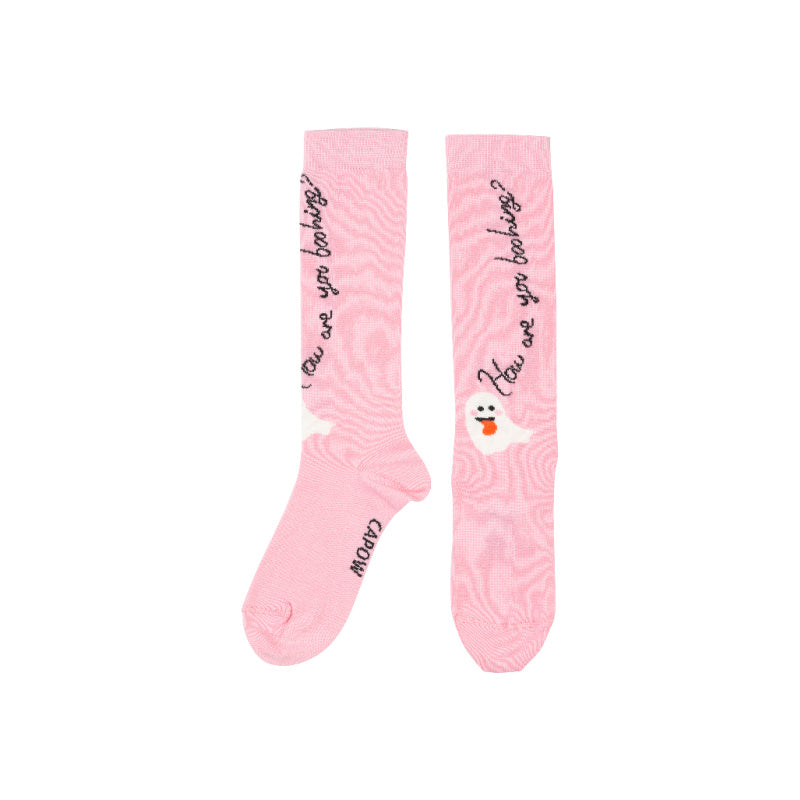 wauw capow boooh knee socks pink