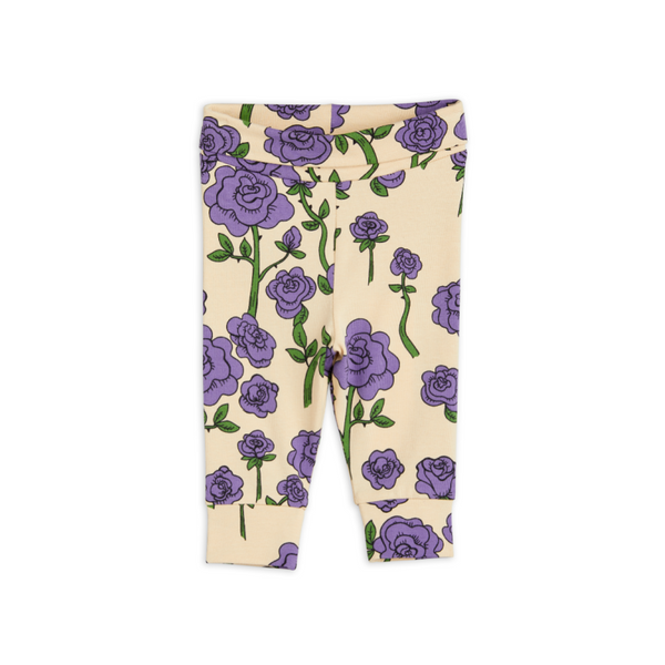 mini rodini roses aop baby leggings purple