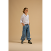 child modeling long live the queen wide leg jeans mid blue front