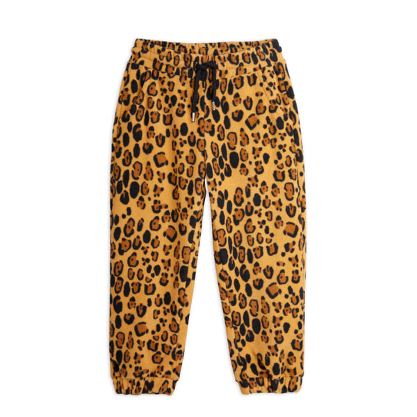 mini rodini leopard fleece trousers beige