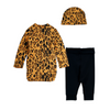 mini rodini basic leopard baby set beige/black back