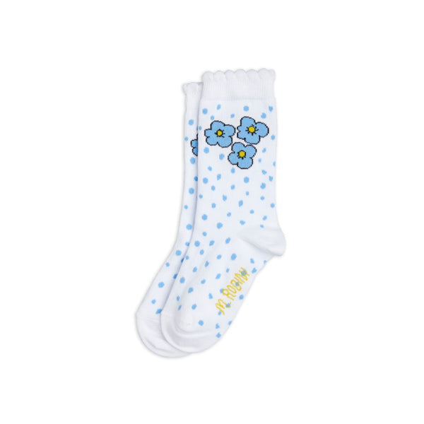 mini rodini winterflower scallop socks white