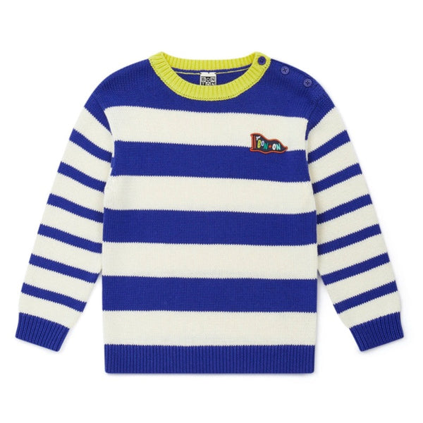bonton knit sweater blue/white stripes