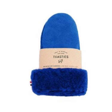 toasties mittens blue, children's sheepskin gloves