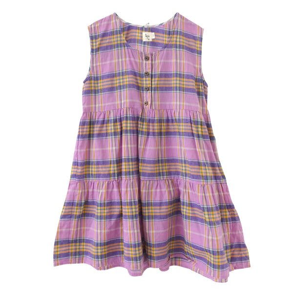 nico nico evelyn tiered dress in orchid. 100% cotton. made in the usa. new nico nico kids available at kodomo boston, free shipping.