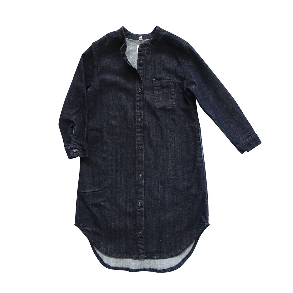 nico nico flair denim shirt dress indigo - kodomo