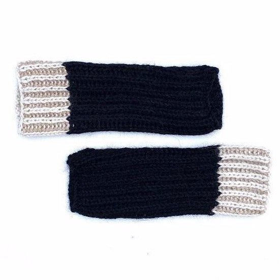 cabbages & kings ny fingerless gloves black, kid's knit accessories