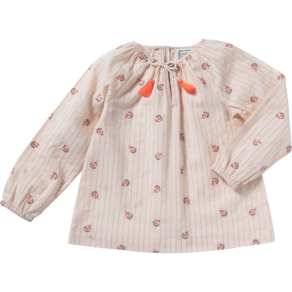 bonheur du jour new spring summer girls collection pompon blouse rainbow flower - free fast shipping on all orders over $99 from kodomo