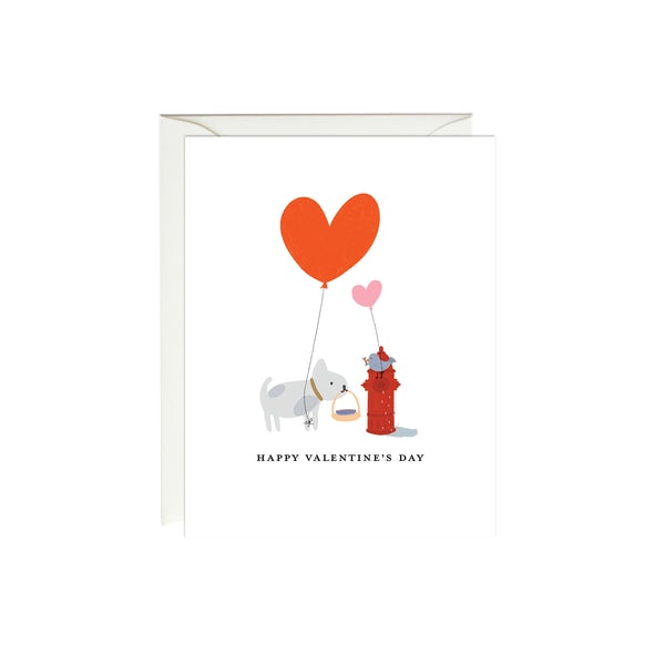 paula & waffle frenchie and bird valentines day card