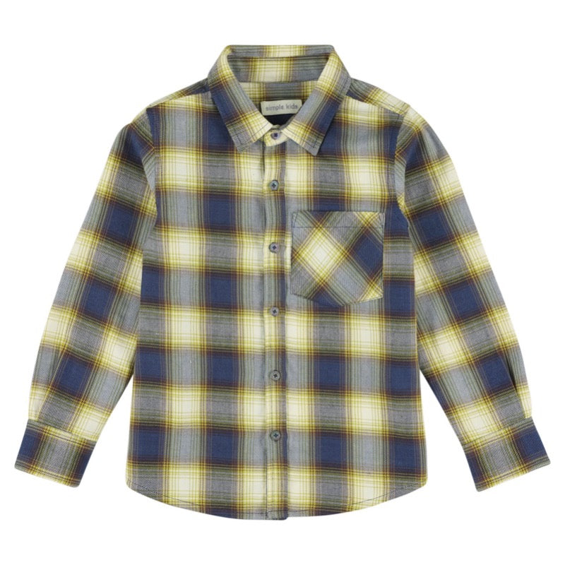 simple kids greens check nuit shirt