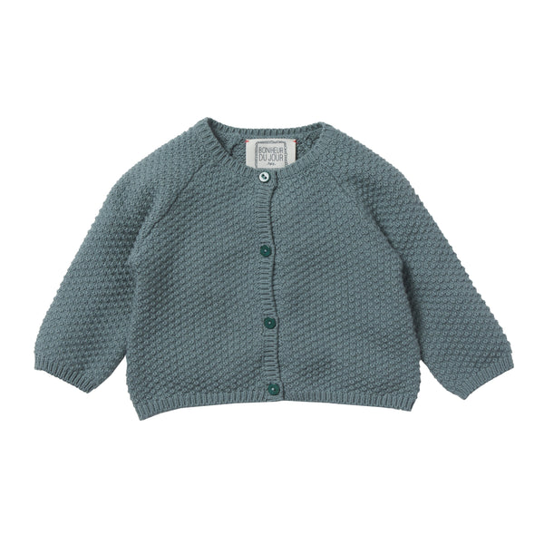 bonheur du jour gretel cardigan green, european clothing for babies and kids at kodomo boston. free shipping.
