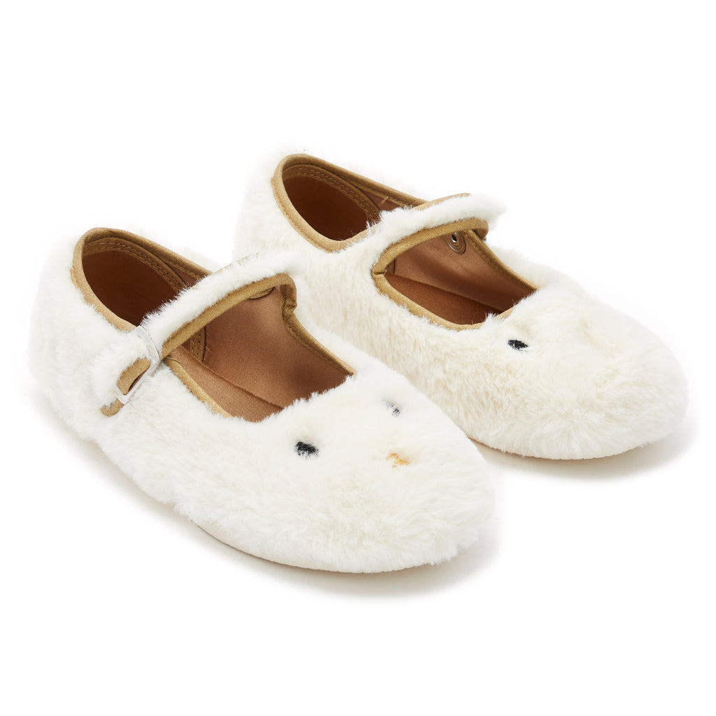bonton faux fur kitten slippers cream free shipping form kodomo boston
