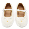 bonton faux fur kitten slippers cream