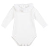 bonton ruffle collar baby onesie white