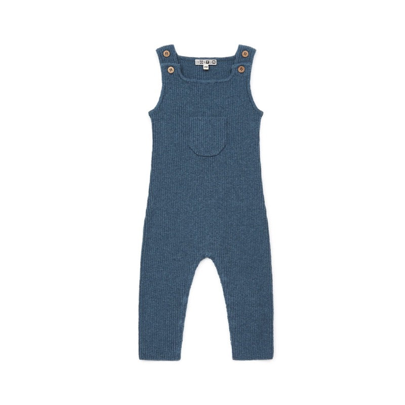bonton baby knit overalls blue