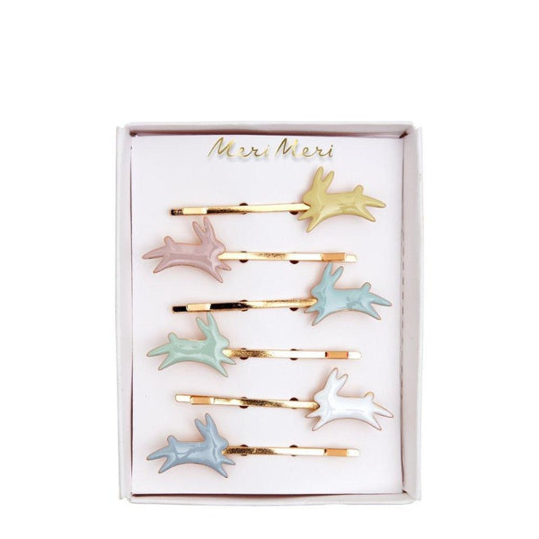 meri meri enamel bunny hair clips, kid's hair accessories