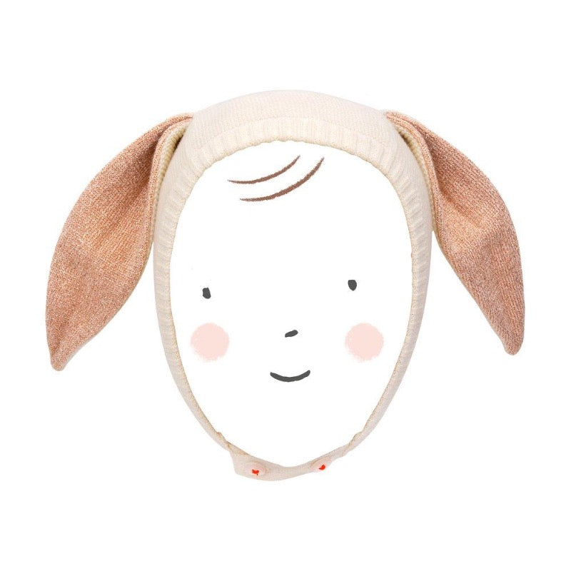 meri meri daisy sparkle bunny baby bonnet peach