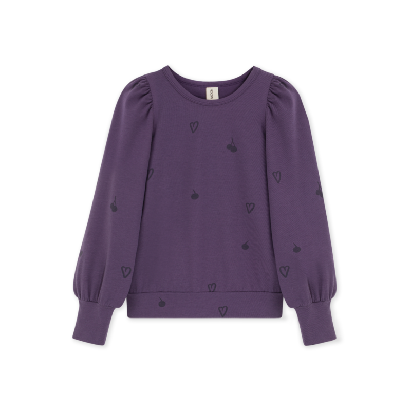 kids on the moon berries and hearts tee purple
